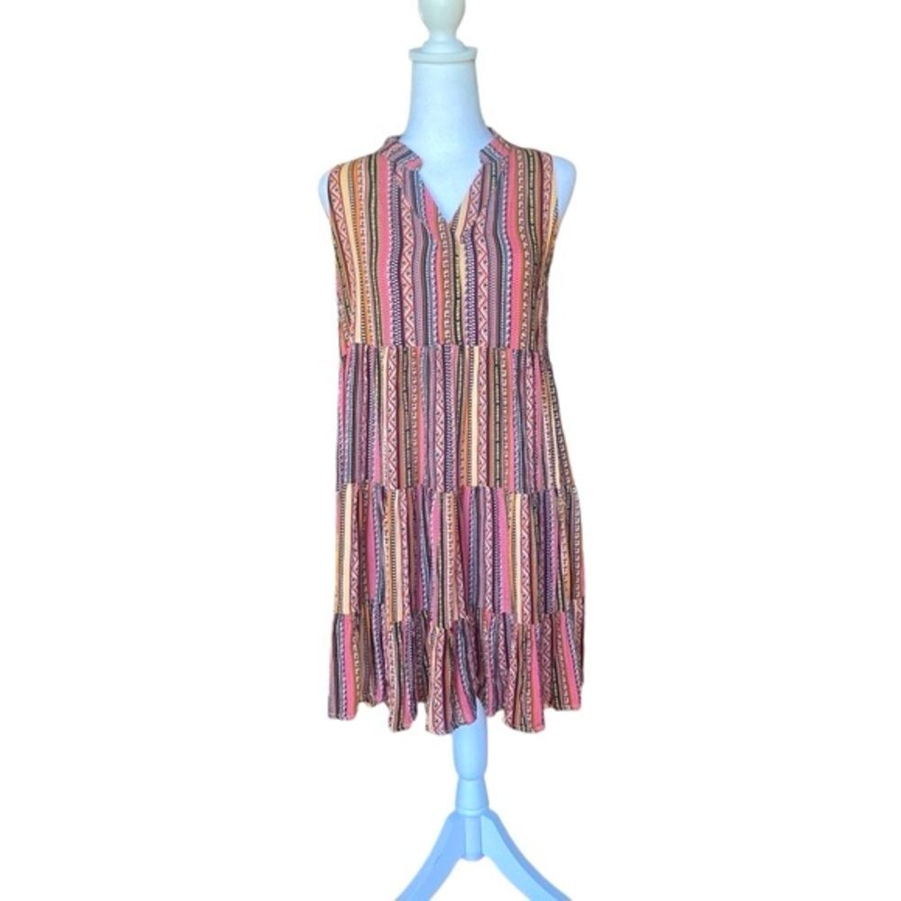 Easel Aztec Print Flowy Sleeveless Mini Dress Womens Size Small